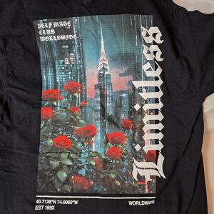 Self Made Club Limitless Black Graphic Tee Red Roses Mens Size Large